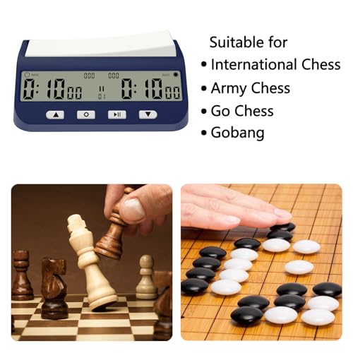 Digital Chess Clock Timer, 5-in-1 Multifunction Portable Competition Specific Chess Clock, Professional Board Game Timer with Bonus & Delay Count Down up ON Off Alarm