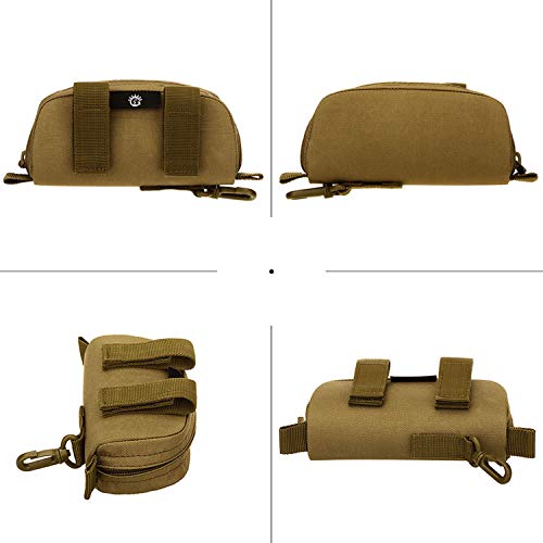 HUNTVP Tactical Eyeglasses Hard Case Molle Zipper Sunglasses Carrying Case Nylon with Clip - color: Coyote Brown