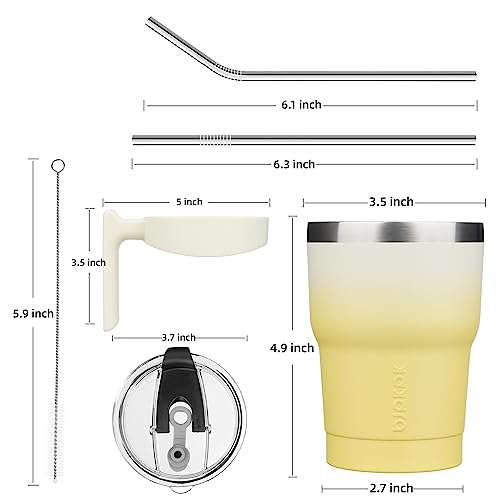 BJPKPK 10 oz Mini Tumbler with Lid, Straw & Handle, Insulated Steel Cup | Small, Spill Proof, Leak Proof, Thermal, Double Wall Vacuum, Sweatproof, Dishwasher Safe, BPA Free, Lemon - color: Lemon, size: 10 Ounces