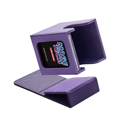 Mage Tech Commander Deck Box Lite - Card Display with Mini Snap Card Holder & Removable Cover, Fits 100+ Single-Sleeved Cards, Ideal for MTG, PTCG, OPCG, SWU & More(Purple) - color: Purple