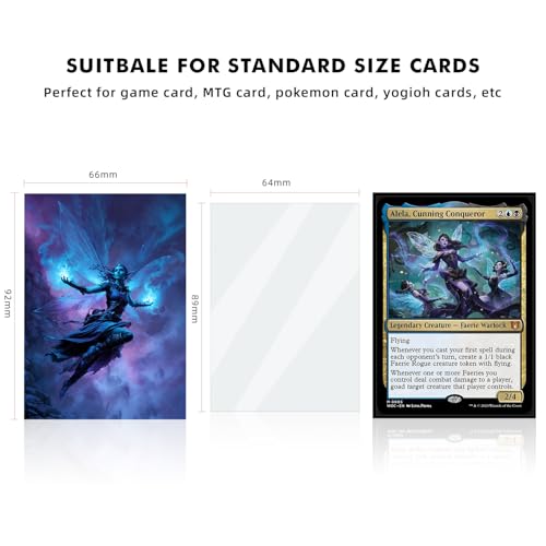 Katomula 100 MTG Card Sleeves with 100 Inner Sleeve, Textured Back Art Sleeves, Fit Standard Size Cards-Fairy Warlock