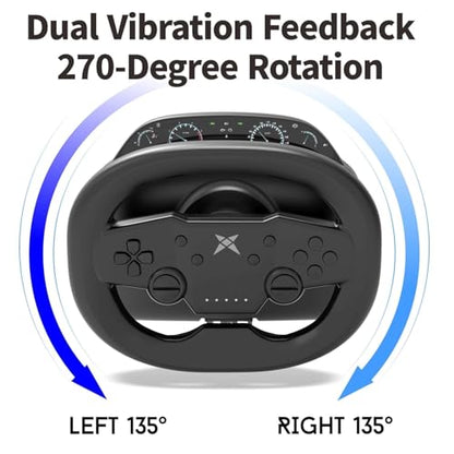 DOYO Gaming Steering Wheel with Pedals, 270 Degree Racing Wheel, Wireless Steering Wheel with Linear Trigger and Dual-Vibration Motors for Switch, PS4, PS3, iOS & Android Mobile Phones