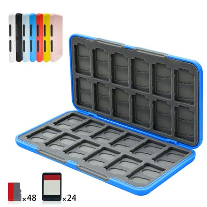 ONETIAOLONG Switch Game Case Holder for Switch 2 & OLED & Lite with 24 Cartridge Slots and 48 Micro SD Card Storage with Magnetic Closure,Protective Hard Shell and Soft Lining for Easy carrying - color: Sky Blue, style: 24-slots