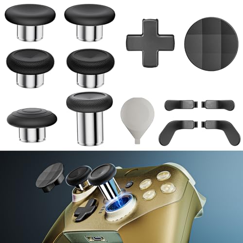 14-in-1 Controller Accessories Kit Compatible with Xbox Elite Series 2, 6 Premium Metal Thumbsticks, Swap Joysticks, 4 Interchangeable Paddles, 2 D-Pads, 1 Tool & 1 Storage Bag (Matte Black) - color: Matte Black