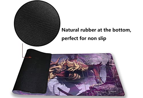 MTG Playmat, Game Play Mat for MTG TCG 24 x 14 inches Trading Card Inked Game Playmats with Storage Bag Smooth Rubber Surface Battle - color: Zombie Dragon With Zones1