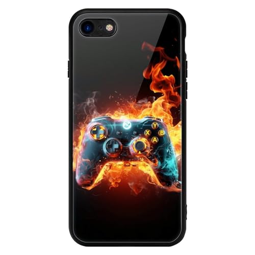 for iPhone 7/8 Case - All-New Game Controller Design, Glass Back + TPU Inner Shell, Scratch-Resistant, Precise Cutouts, Military-Grade Protection, Cell Phone Cases for Men Women - color: game controller-3, size: iPhone 7/8