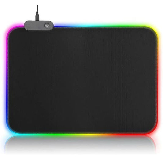 LED USB Cable Gaming Mouse Pad 12 Lighting Modes, Size: 13 x 10 inch - RGB Mousepad Led Mouse Pad - Anti Slip Rubber - Black