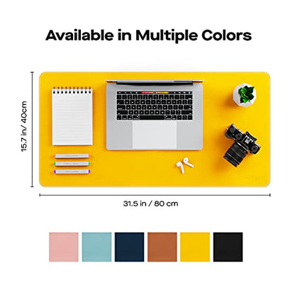 Mobile Pixels Desk Pad, Large PU Leather Desk Mat (Racing Yellow) | Desk Protector with Non-Slip Base for Keyboard and Mouse, Upgraded Sewing Waterproof Desk Mat 31.5"x 15.75" - color: Racing Yellow