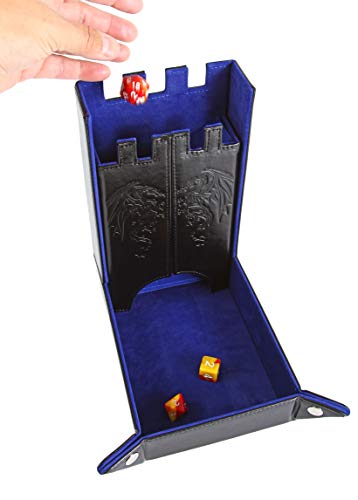 Forged Dice Co. Draco Castle Foldable Dice Tray and Dice Tower - Foldable DND Dice Tray and Dice Rolling Tray Tower - Perfect for Dungeons and Dragons RPG and Tabletop Gaming - color: Blue