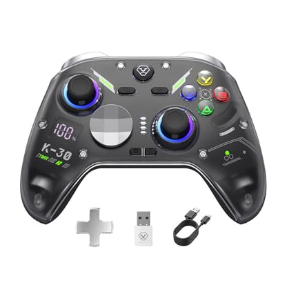 Aolion gaming K30 TMR Wireless Gaming Controller for Switch, PC, iOS & Android, TMR Joysticks (No Drift), Hall Effect Triggers, Switchable ABXY Buttons, Back Buttons & RGB Lighting - color: Black