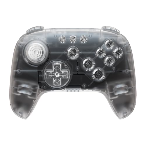 8Bitdo 64 Bluetooth Controller for Analogue 3D, Clear | Switch/Switch 2, Windows and Android Support, Wired USB, D-Input/S-Input Modes, Hall Effect Joystick, Vibration - color: Clear