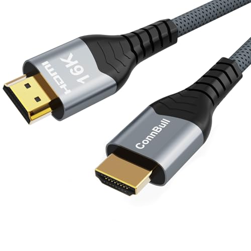 16K HDMI 2.2 Cable 96Gbps 16.4FT/5M, Ultra High Speed HDMI Braided Cord Support 4K@480Hz 8K@240Hz, HDCP 2.2&2.3, Dynamic HDR, eARC,DTS:X, Compatible with Roku TV/HDTV/PS5/Blu-ray - size: 15FT