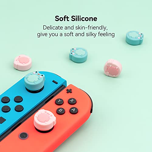 GeekShare Cute Animal Theme Silicone Joycon Thumb Grip Caps,Compatible with Nintendo Switch/OLED/Switch Lite,4PCS - Frog & Axolotl - color: Frog & Axolotl