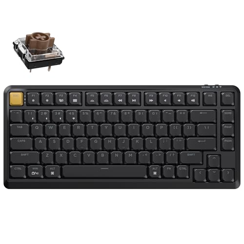 Keychron KJ1 Low Profile Wireless Mechanical Keyboard - 75% Layout Brown Switch, QMK RGB Backlit, 2.4G/Bluetooth/USB-C, Double-Shot PBT Keycaps, 2000mAh Battery, Mac/Win/Linux Compatible - Black - style: Black - Brown Switch