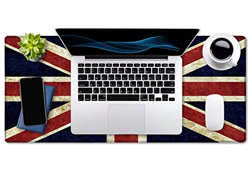 SSOIU Extended Gaming Mouse Pad (35.5x15.7 in), Large Non-Slip Rubber Base Mousepad with Stitched Edges, Waterproof Keyboard Mouse Mat Desk Pad for Work, Game, Office, Home - Flag of England - color: Flag of England
