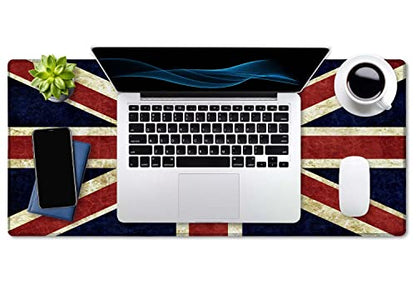 SSOIU Extended Gaming Mouse Pad (35.5x15.7 in), Large Non-Slip Rubber Base Mousepad with Stitched Edges, Waterproof Keyboard Mouse Mat Desk Pad for Work, Game, Office, Home - Flag of England - color: Flag of England