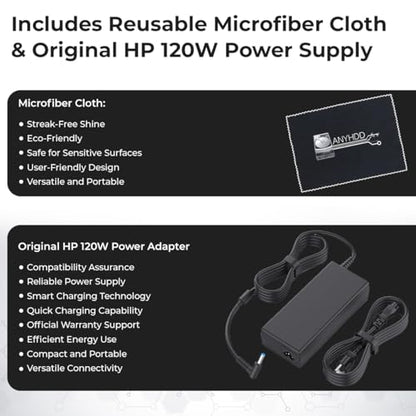 HP USB-C Dock G5 and Charging Bundle - HP Docking Station Dual Monitor 5TW10AA / 5TW10UT / 5TW10AA#ABB with 120W Adapter, HDMI, DisplayPort, USB-C Cables + Microfiber Cloth (Renewed)