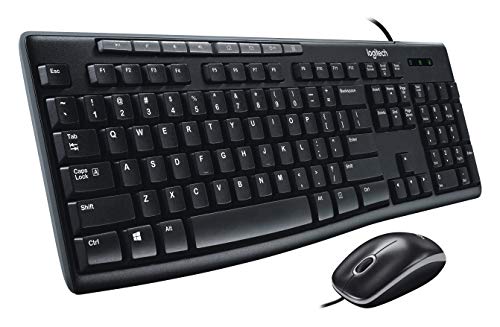 Logitech MK200 Media Combo Wired Keyboard and Mouse, Full-Size Keyboard with Easy-Access Media Controls, High-Definition Optical Mouse, Plug and Play USB Connection – Black - size: One Size