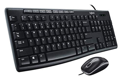 Logitech MK200 Media Combo Wired Keyboard and Mouse, Full-Size Keyboard with Easy-Access Media Controls, High-Definition Optical Mouse, Plug and Play USB Connection – Black - size: One Size