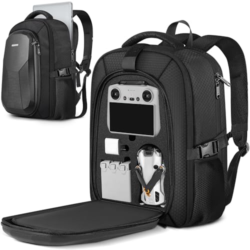 PEKREWS Case for DJI Mini 3 / Mini 4 Pro, for RC 2, RC-N3/N2/N1 Controller | Fits 15.6'' Laptop, Expandable 30 L Drone Backpack, Waterproof Hard Carrying Case, for DJI Fly More Combo, Travel Backpack - color: Black
