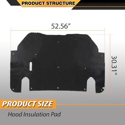 CNNELL Hood Insulation Pad 1/2" with Clips Compatible with Ford Ranger 1993-1997 - style: 1993-1997 Ford Ranger