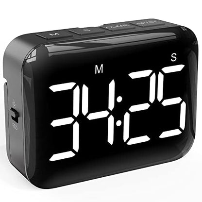 VOCOO Magnetic Kitchen Timer for Cooking with Count Up Countdown, Digital Timer Battery Powered with Large Display, 2 Brightness and Volume Levels for Classroom, Teacher, Kids (Dark Black) - color: Dark Black