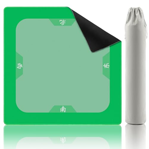 Mahjong Mat with Rules, 32.2 Inch Square Mahjong Mats for Table, Noise Reduction Mah Jong Mat, Rubber Anti-Slip Base for Board Games, Tiles Game & Dominoes Matcha Green - color: Matcha Green