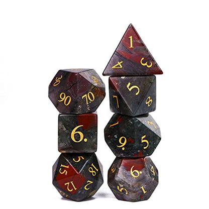 UDIXI Stone DND Dice Set Bloodstone Gemstone Dice Set for D&D Tabletop Game | Natural Stone, Premium Gift Box, DM Gift, for Dungeons and Dragons Role Playing Games - color: Bloodstone