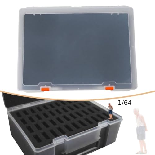 kowaku 1/64 Miniature Figure Storage Box Protection Box Foam Layer Dustproof Reliable Shockproof Travel Case Action Figure Container , Translucent 2 Tier - color: Translucent 2 Tier