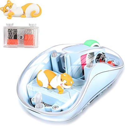 elec Space Cute Wireless USB C Mouse - Bluetooth Triple Mode Rechargeable Cartoon Mouse for Laptops, iPads & MacBook Air/Pro - Silent Operation, Portable Design, Unique Magnetic Character (Blue) - color: blue