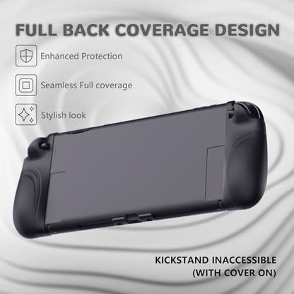 PlayVital Ranger Protective Case for Nintendo Switch 2 with Stand | Ergonomic Anti-Slip Silicone Grips, Dockable Hard Shell, 4 Thumbstick Caps | Quick-Release-Joycon Design Full-Body Cover, Black - color: Black