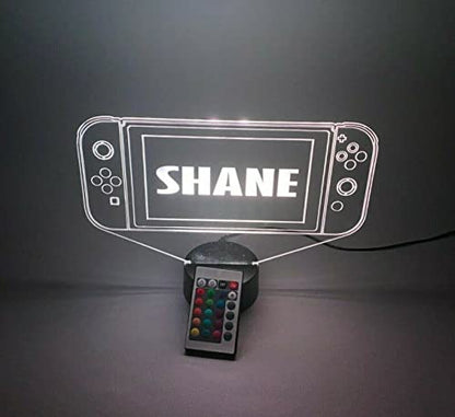 MIRROR MANIA Handheld Video Game Console Switch Night Light Up Lamp LED Personalized Engraved Controller Gaming Room Desk Table Lamp, It's Wow, 16 Color Changing Options with Remote, Gamer Gift