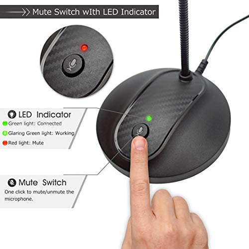 USB Microphone, 360 Degree Adjustable Gooseneck Design, Mute Button & LED Indicator, Noise-Canceling Technology, Plug & Play, Compatible with Windows & MacOS - color: JV-601