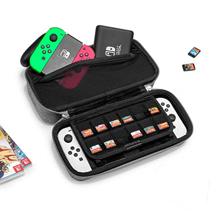 Hard Storage Case Compatible with Nintendo Switch, tomtoc Original Protective Hardshell Travel Handle Case Carrying Bag Cover fit Nintendo Switch Console Accessories, 18 Game Card Slots
