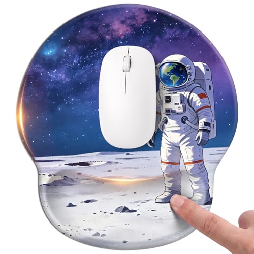 Mouse pad with Wrist Rest,Relieving Pain Memory Foam Computer pad, Ergonomic Desktop Mouse, Silicone Material Mouse pad, with Non-Slip PU Base (Space) - color: Space