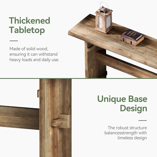 TRIBEWOOD 63-Inch Solid Wood Console Table for Entryway, Narrow Long Farmhouse Sofa Table Behind Couch, for Foyer, Hallway, Living Room, Easy Asswmbly, Brown Greige - color: Greige