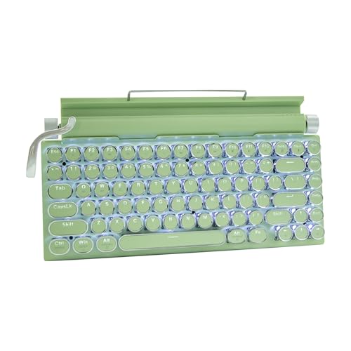 Adventurers Retro Typewriter-Style Mechanical Keyboard, 83 Keys, 75% Compact Layout, Bluetooth 5.0 and Wired, Hot-Swappable Blue Switch, White Backlit for Windows/Mac/iPad/PC/Laptop (Light Green) - color: Light Green