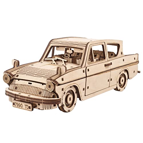 UGEARS Wooden 3D Puzzles for Adults - Flying Ford Anglia Harry Potter Puzzle 3D – Harry Potter Flying Car Building Kits for Adults DIY Model Kit with Spring Drive - style: Flying Ford Anglia