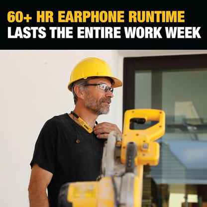 DEWALT Heavy Duty 2-in-1 Neckband Bluetooth Headphones w/Built-in Speakers, Jobsite Wearable Speaker & Around Neck Headphones, Wireless Bluetooth Headset, 60+ Hrs Hands-Free Music/Calls, Carry Pouch - color: Yellow and Black