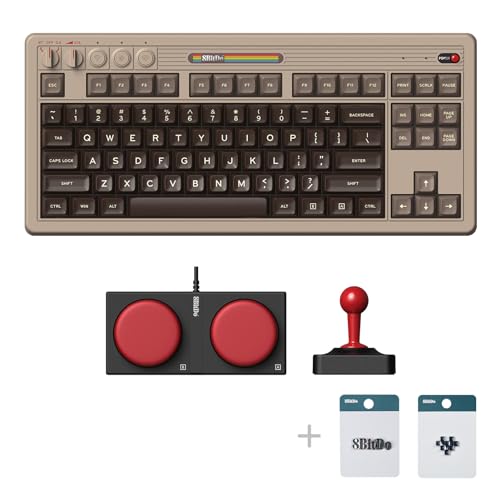 8Bitdo 87 Keys Retro Mechanical Keyboard, Bluetooth/2.4G/USB-C Hot Swappable Gaming Keyboard with Dual Super Programmable Buttons and Super Stick, Volume knob for Windows and Android - C64 Edition - color: C64 Edition