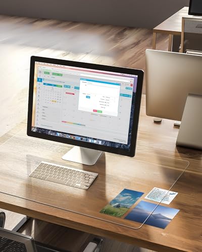 Clear Writing Desk Pad, 16’’x30” Heat Resistant Waterproof PVC Round Edge Durable Desk Protect Mat, Anti-Static Writing Mat Table Protector - size: 30" x 16"