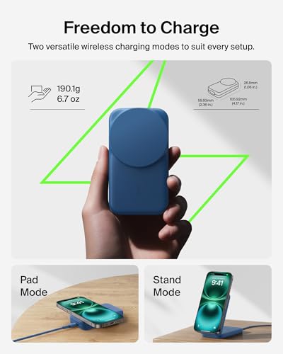 Belkin Qi2.2 25W Magnetic Wireless Charging Station, 3-in-1 Foldable Stand | Fast charging, MagSafe compatible, iPhone charger 17/16/15, Apple Watch, AirPods, Pixel 10, Galaxy S26, 45W adapter
