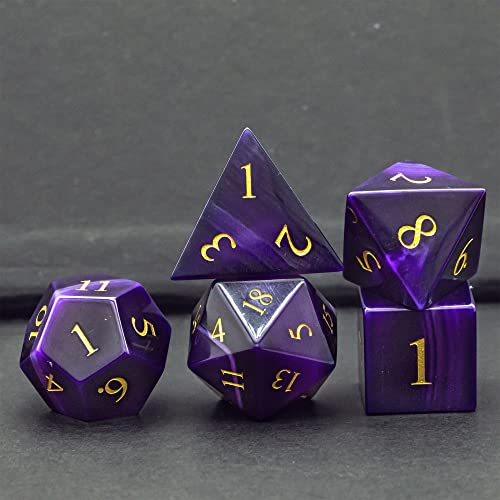UDIXI Gemstone DND Dice Set Purple Agate Stone D&D Dice for Tabletop Games | Natural Stone, Premium Gift Box, DM Gift, for Dungeons and Dragons Role Playing Games - color: Purple Agate