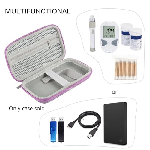 Diabetes Travel Case EVA Hard Shell Diabetic Supplies Bag Organizer for Blood Sugar Testing Kit, Glucose Monitor Kit with Meter, Glucose Test Strips, Lancets, Lancing Device, Alcohol Wipe (Purple) - color: Purple
