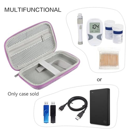 Diabetes Travel Case EVA Hard Shell Diabetic Supplies Bag Organizer for Blood Sugar Testing Kit, Glucose Monitor Kit with Meter, Glucose Test Strips, Lancets, Lancing Device, Alcohol Wipe (Purple) - color: Purple