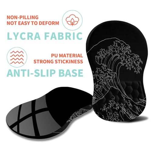 Ergonomic Mouse Pad Wrist Support with Memory Foam Massage Bulge, Carpal Tunnel Pain Relief Mousepad Wrist Rest for Mouse(12x8 inch,Sea Wave) - color: Kg001-sea Wave