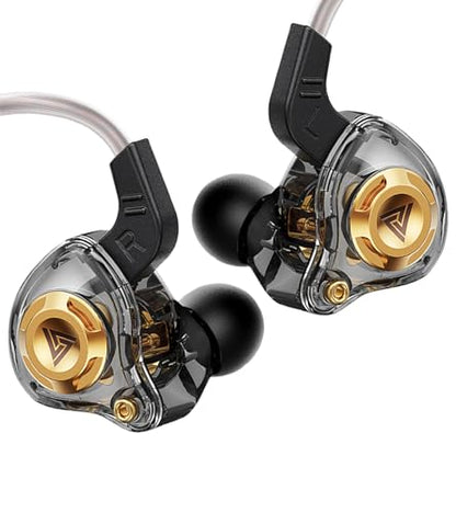 Wired IEM Earbuds, QKZ Ak6 SRS Gaming Headphones in-Ear Monitor with 11mm DD for Crystal Clear Hi-Res Sound,Earphones with Microphone&OFC Cable for Gaming,Video Musicians, Singers - color: Black