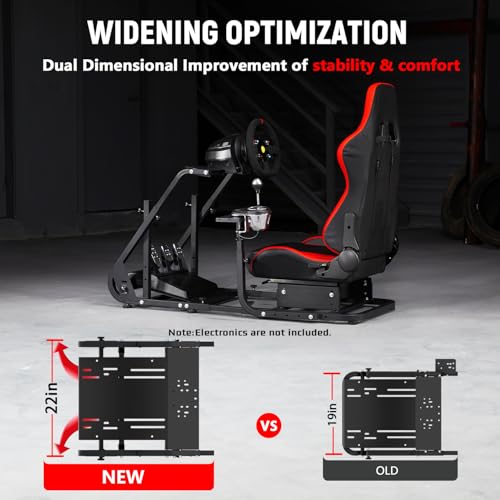 Dardoo G920 Racing Simulator Cockpit with Red Seat for Direct Drive steels | Fit for Logitech G923 G29, for Thrustmaster T150 T300 T248,Sim Racing Cockpit Not Included Wheel Pedals