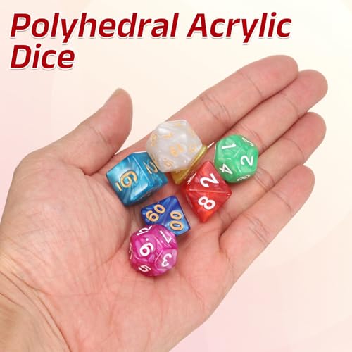 uxcell Polyhedral Dice Set, 7 Pcs Acrylic Dice for Role Playing Table Games Tabletop Gaming Accessories, Pearlescent Blue - color: Pearlescent Blue