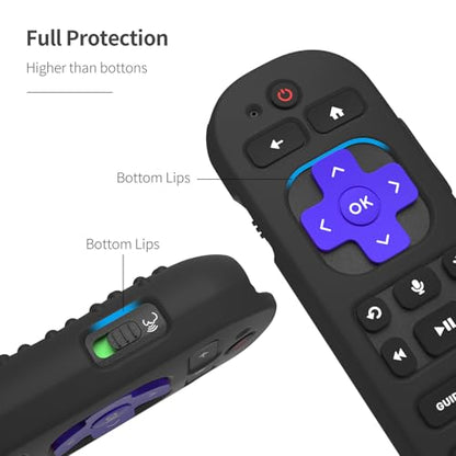 Silicone Cover for Voice Remote Pro 2nd Ed. Remote Control RCB1R Protective Silicone Case Sleeve Shockproof Skin for Remote with Lanyard (Black) - color: black